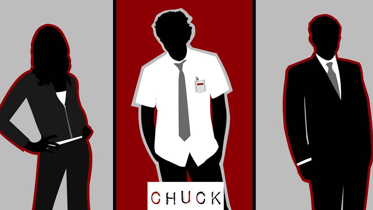 تصویری انیمیشنی و طراحی شده از شخصیت‌های اصلی سریال chuck