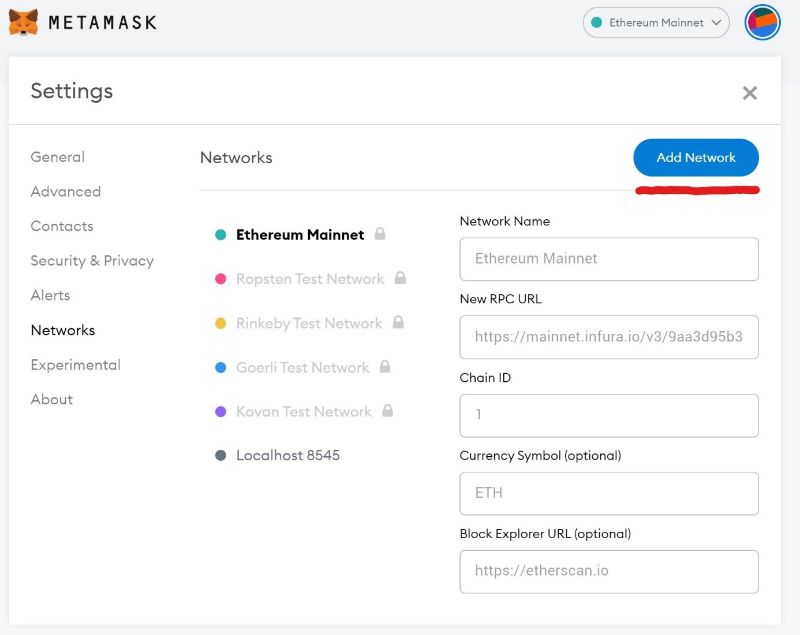 آموزش اضافه کردن بایننس اسمارت چین به کیف پول متامسک اضافه کردن زنجیره هوشمند بایننس به متامسک