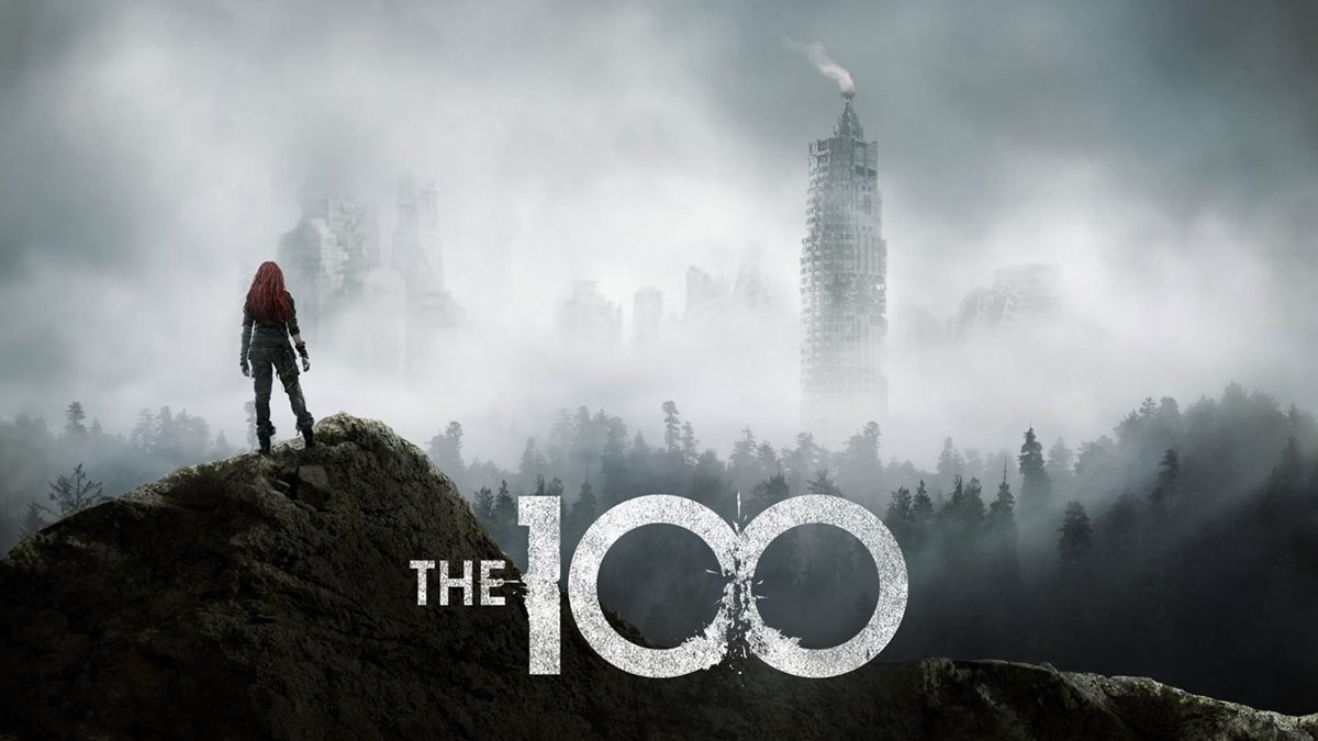 کاور فیلم the 100 با نمایی از یک ویران شده و یکی از شخصیت‌های اصلی آن