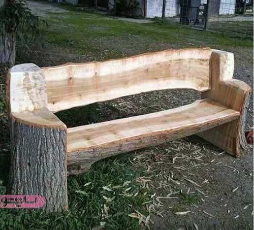 ساخت نیمکت چوبی با تنه درخت به صورت خلاقانه