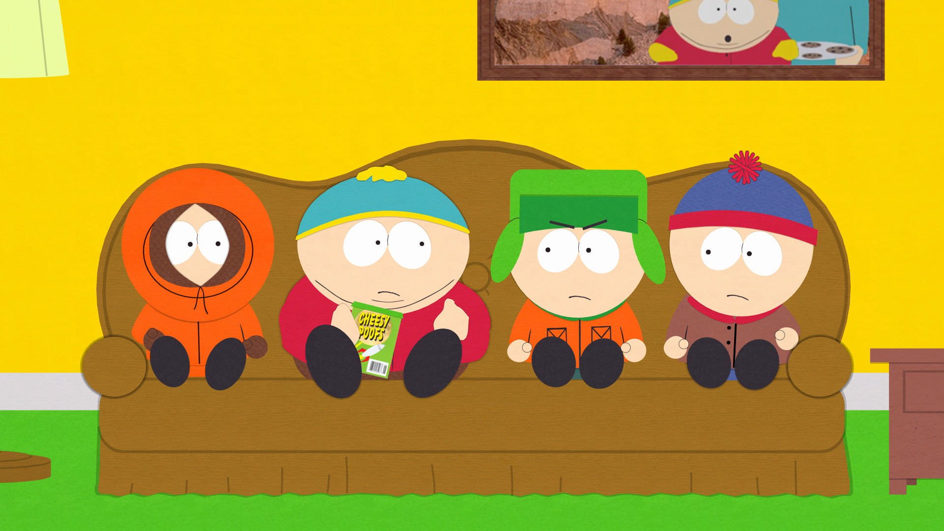 شخصیت‌های ساوث پارک نشسته روی کاناپه در سریال South Park