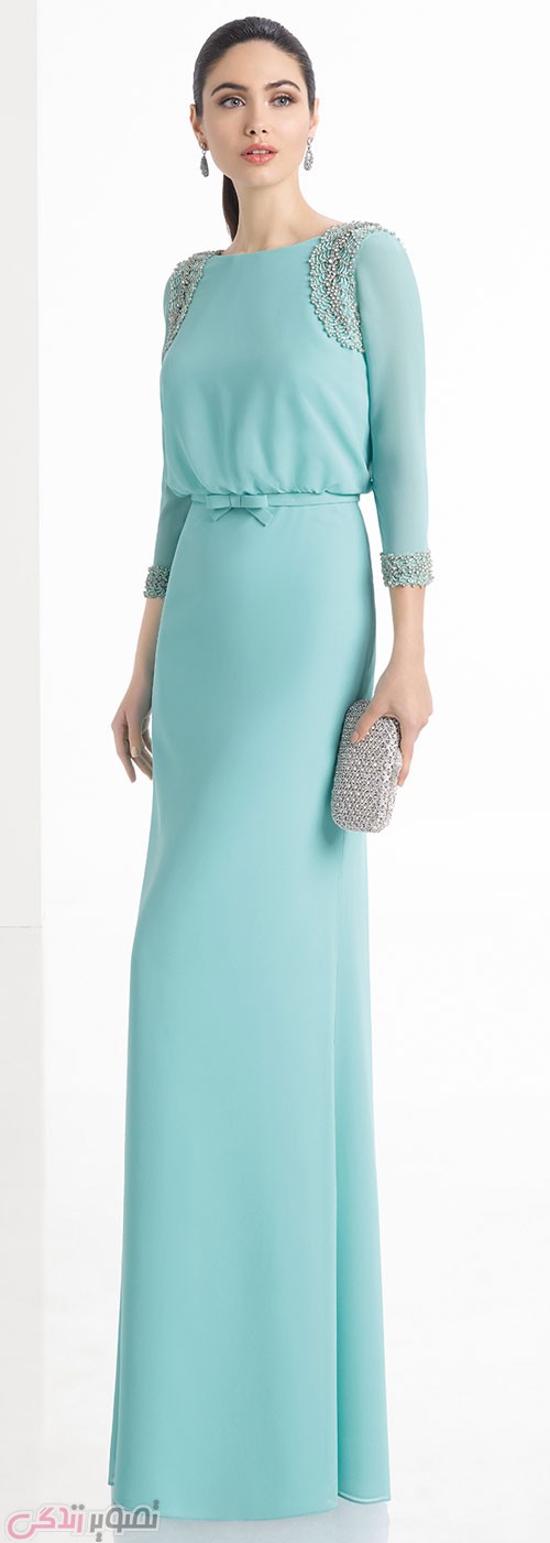 مدل لباس مجلسی 2017 بلند آبی روشن